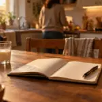 Orçamento familiar feito à mesa da cozinha ao fim da tarde